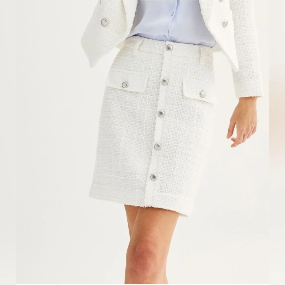 NWT Nine West Tweed Pencil Skirt Ivory Size XXL